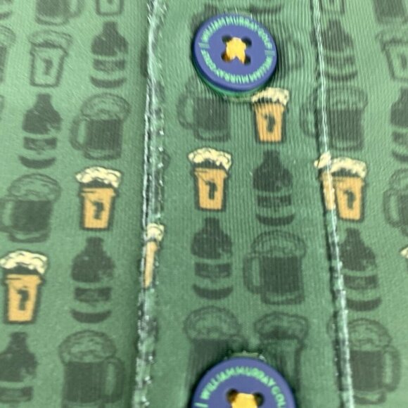 William Murray Mens Size XXL Green Golf Polo Beer Mug Print Performance Stretch - Picture 11 of 16